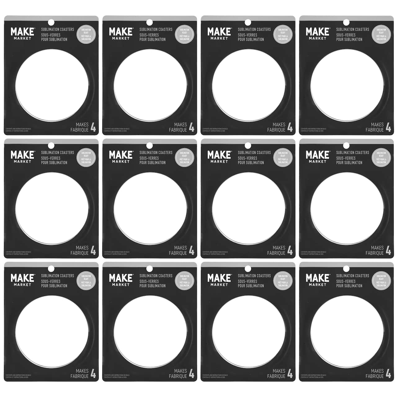 12 Packs: 4 ct. (48 total) 3.5" Round Sublimation Coasters by Make Market®